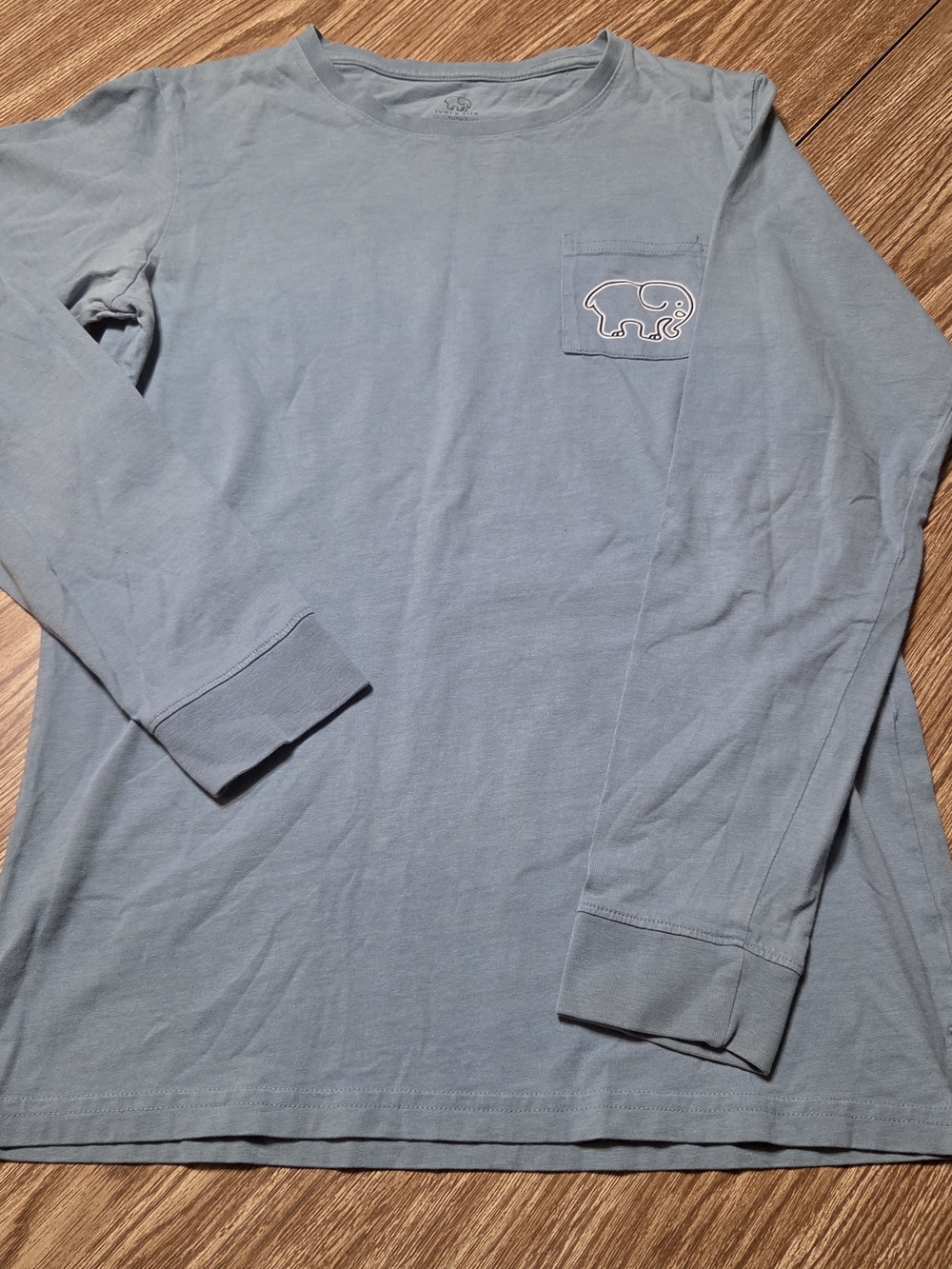 Ivory Ella Light Blue Long Sleeve- Floral Pattern/Design Elephant On Back